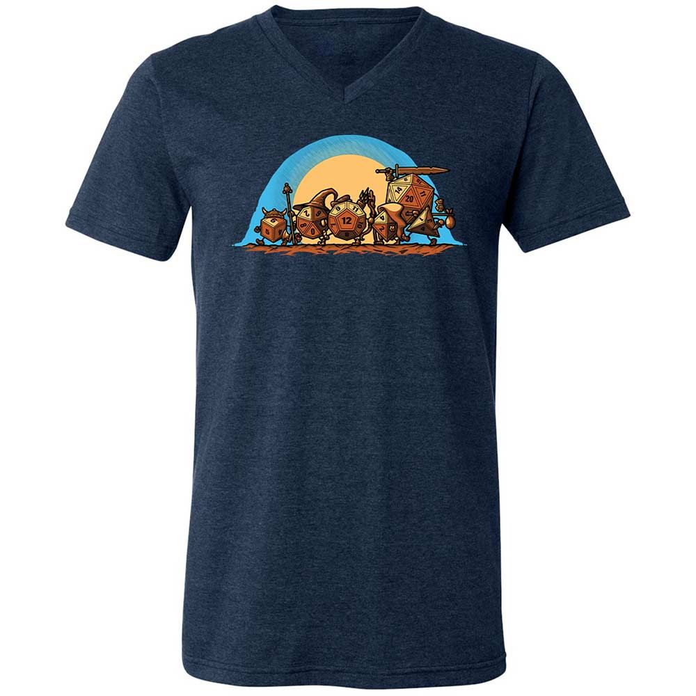 The Fellowship Of The Dice Unisex V-Neck T-Shirt - Heather Navy - 3