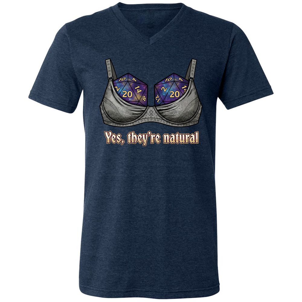 They Are Natural Nat20 Unisex V-Neck T-Shirt - Heather Navy - 3