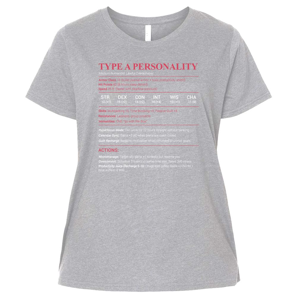 Type A Stats Ladies Curvy Jersey - Heather - 3