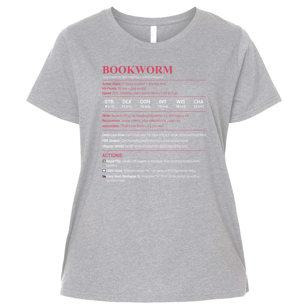 Bookworm Stats Ladies Curvy Jersey - Heather - 3
