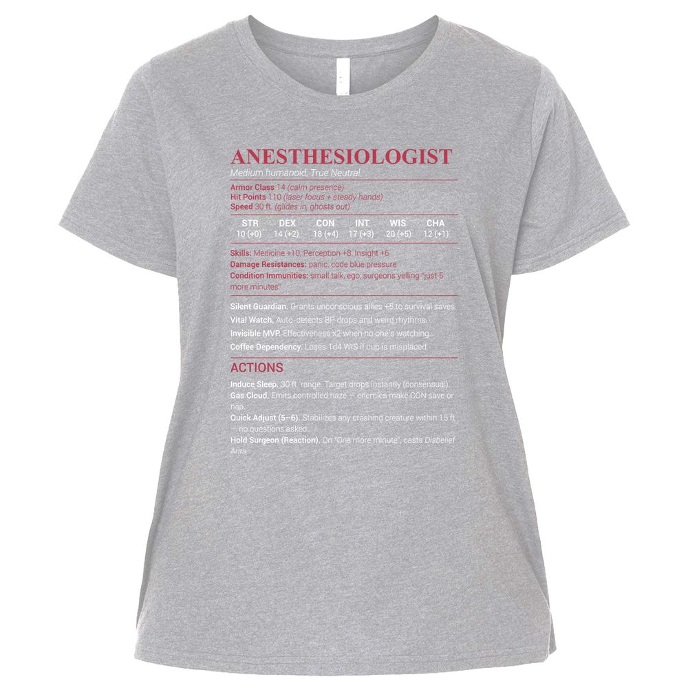 Anesthesiologist Stats Ladies Curvy Jersey - Heather - 3