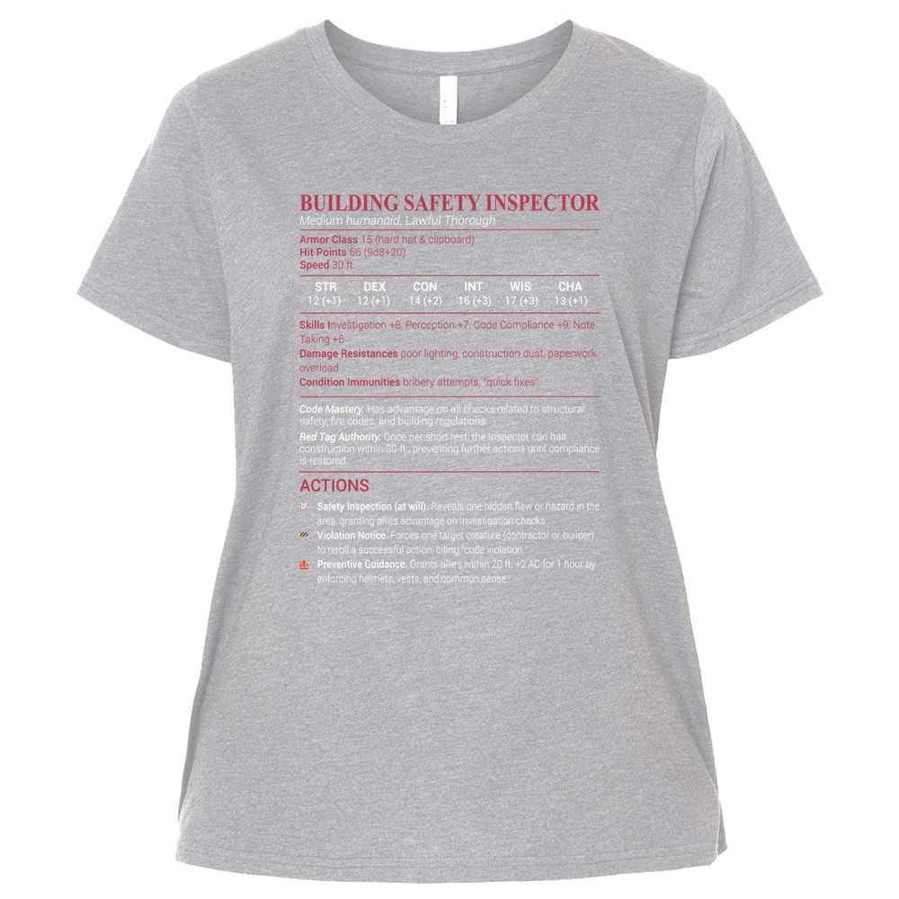 Building Safety Inspector Ladies Curvy Jersey - Heather - 3