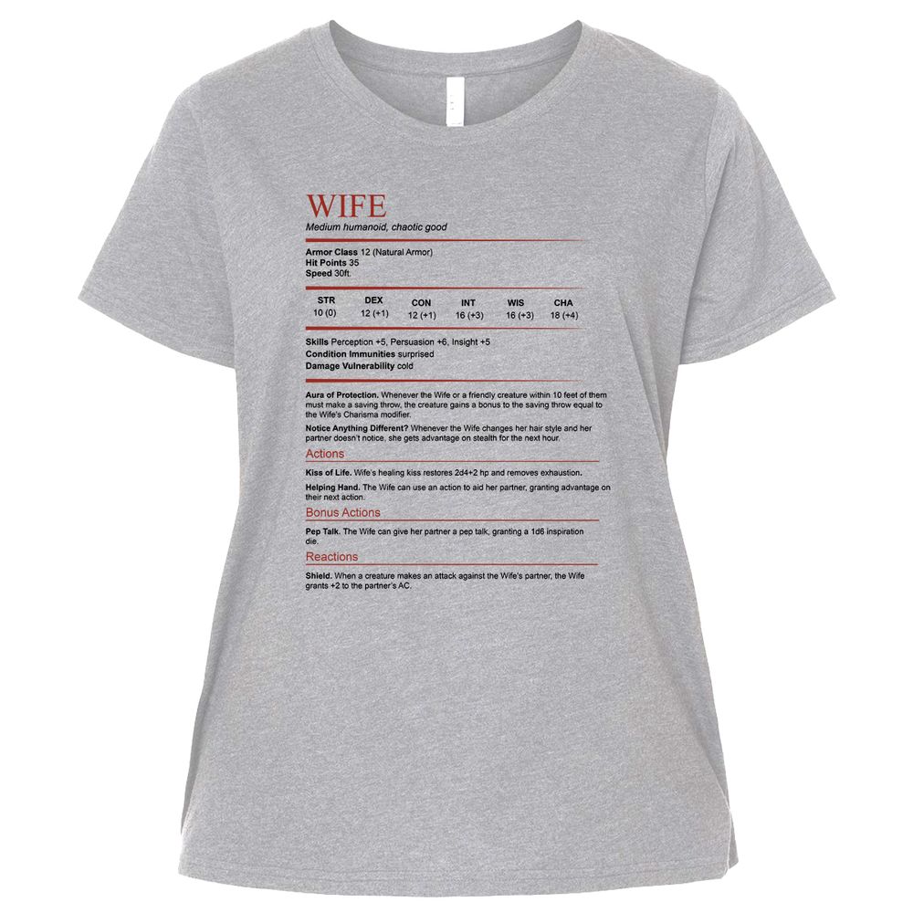 Wife White Ladies Curvy Jersey - Heather - 3