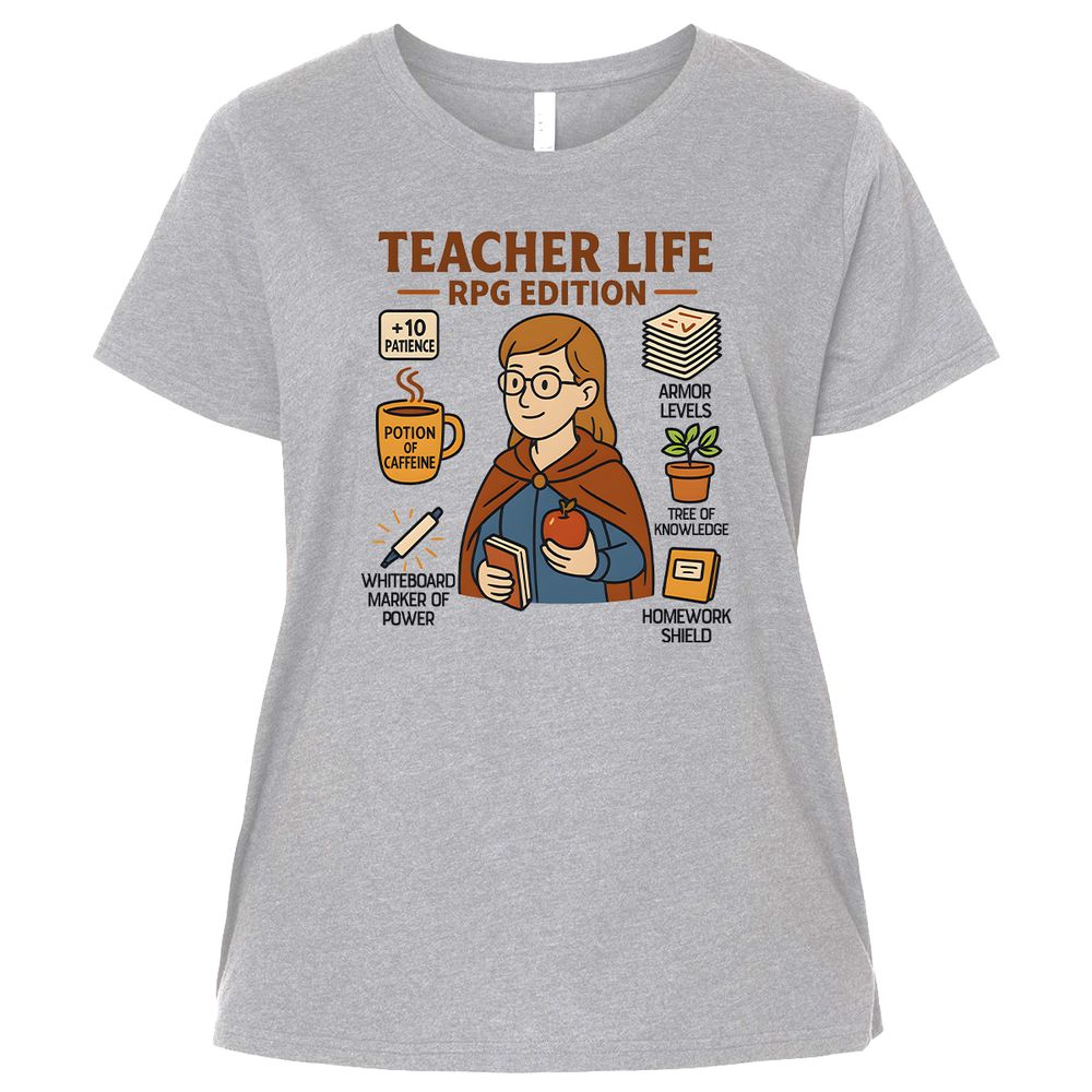 Teacher Life RPG Edition Ladies Curvy Jersey - Heather - 3