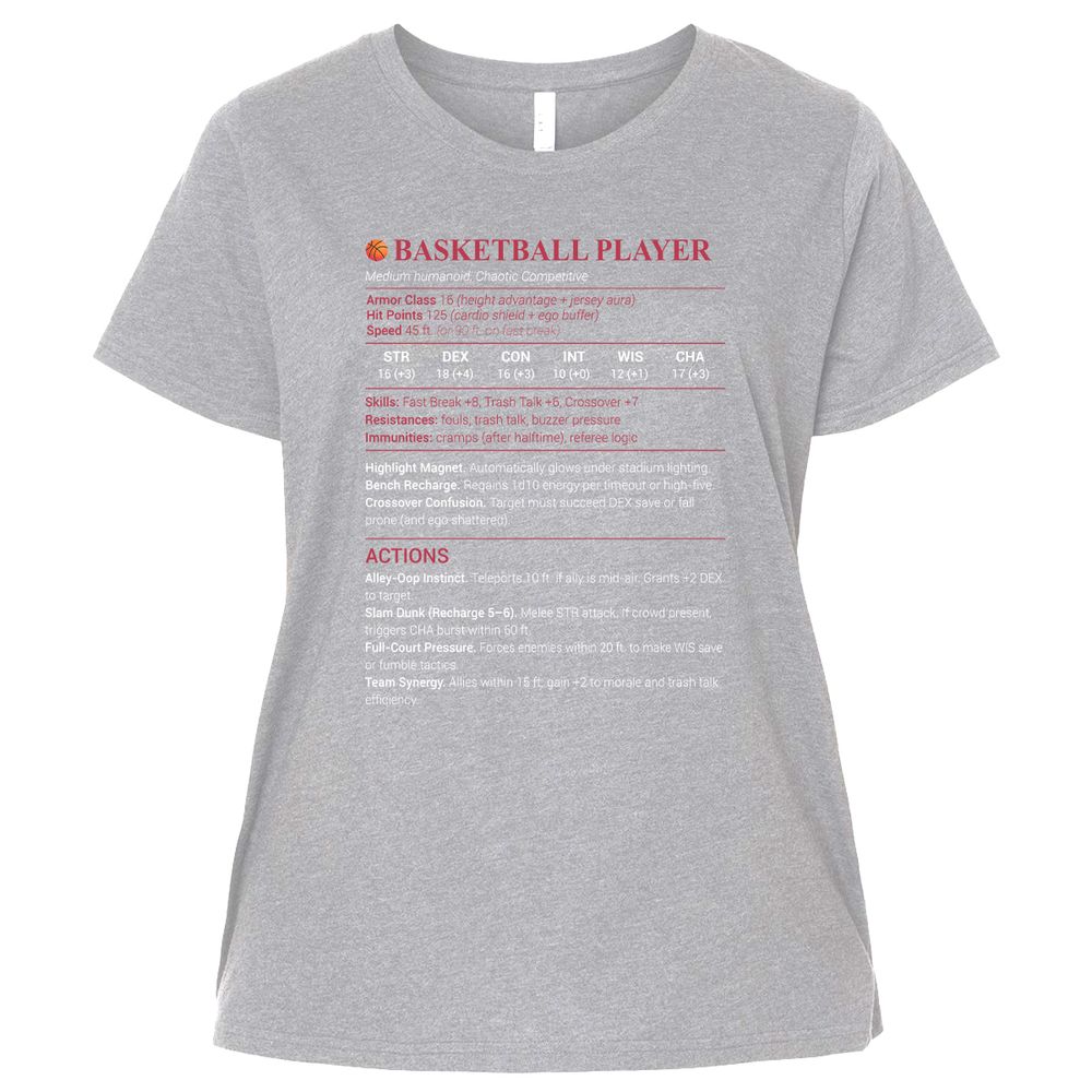 Basketball Player Ladies Curvy Jersey - Heather - 3