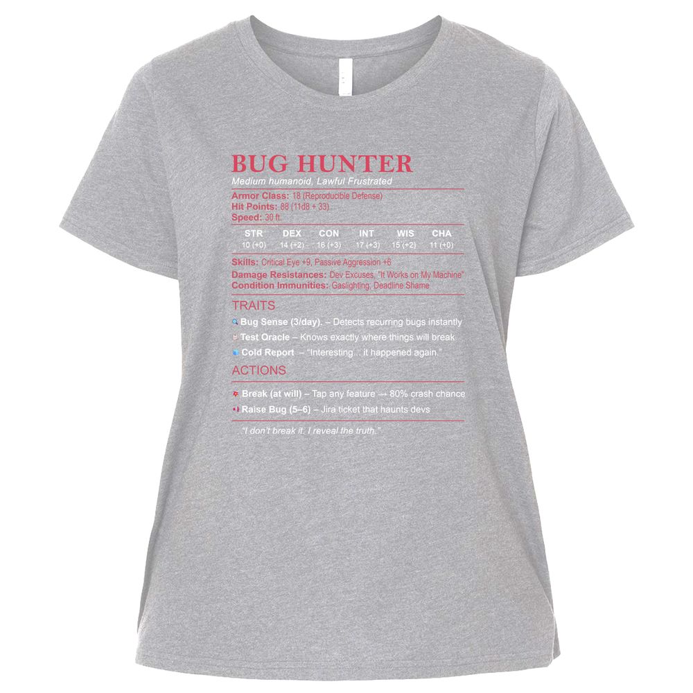 Tester Stats (Bug Hunter) Ladies Curvy Jersey - Heather - 3