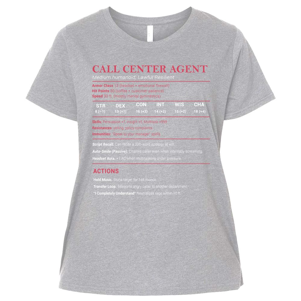 Call Center Agent Stats Ladies Curvy Jersey - Heather - 3