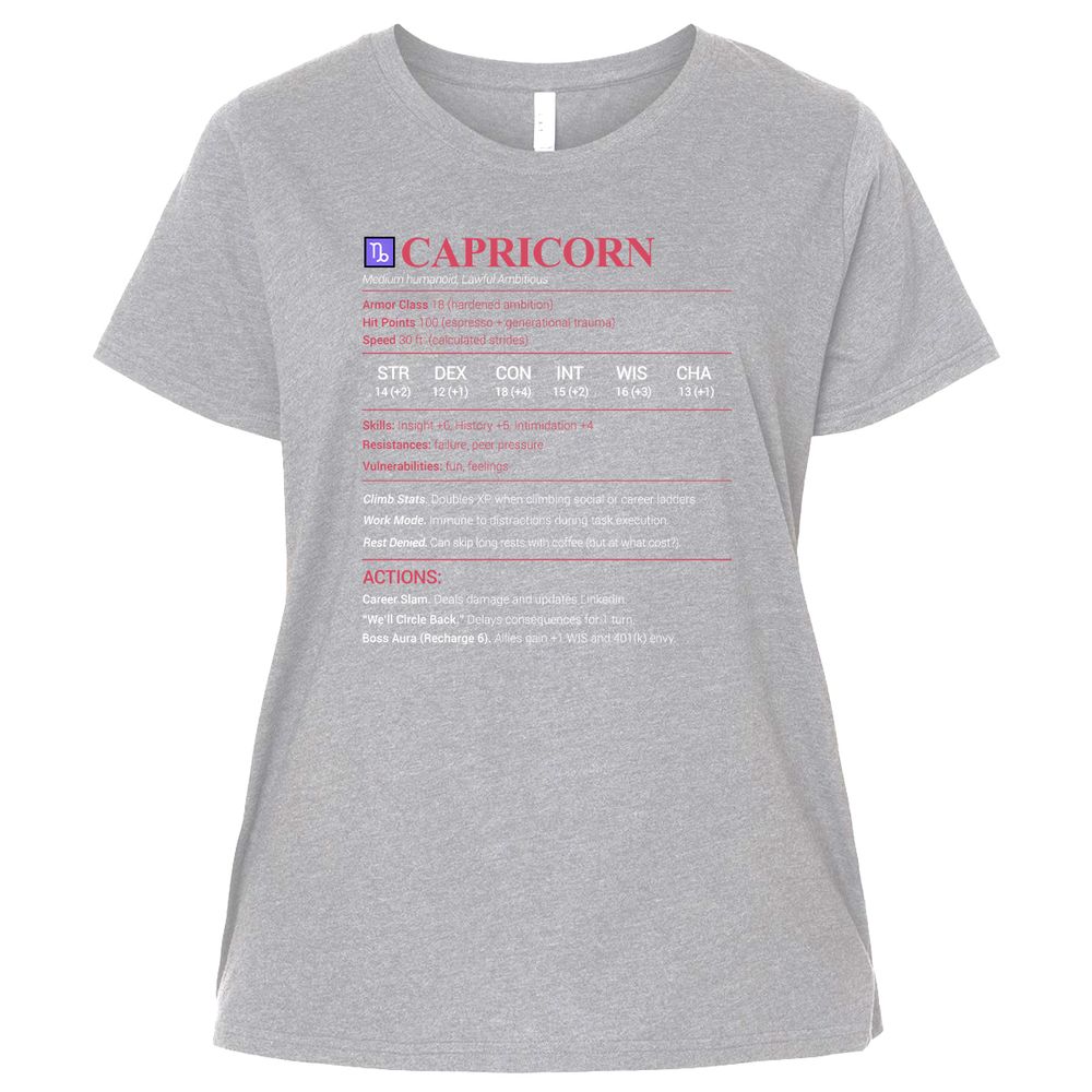 Capricorn Stats Ladies Curvy Jersey - Heather - 3