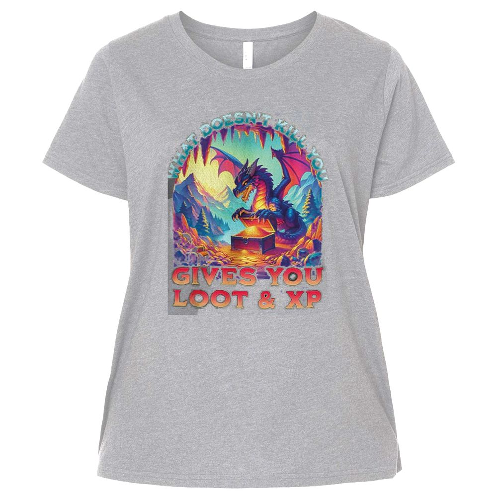 What Doesn't Kill You Give You Loot & XP Ladies Curvy Jersey - Heather - 3