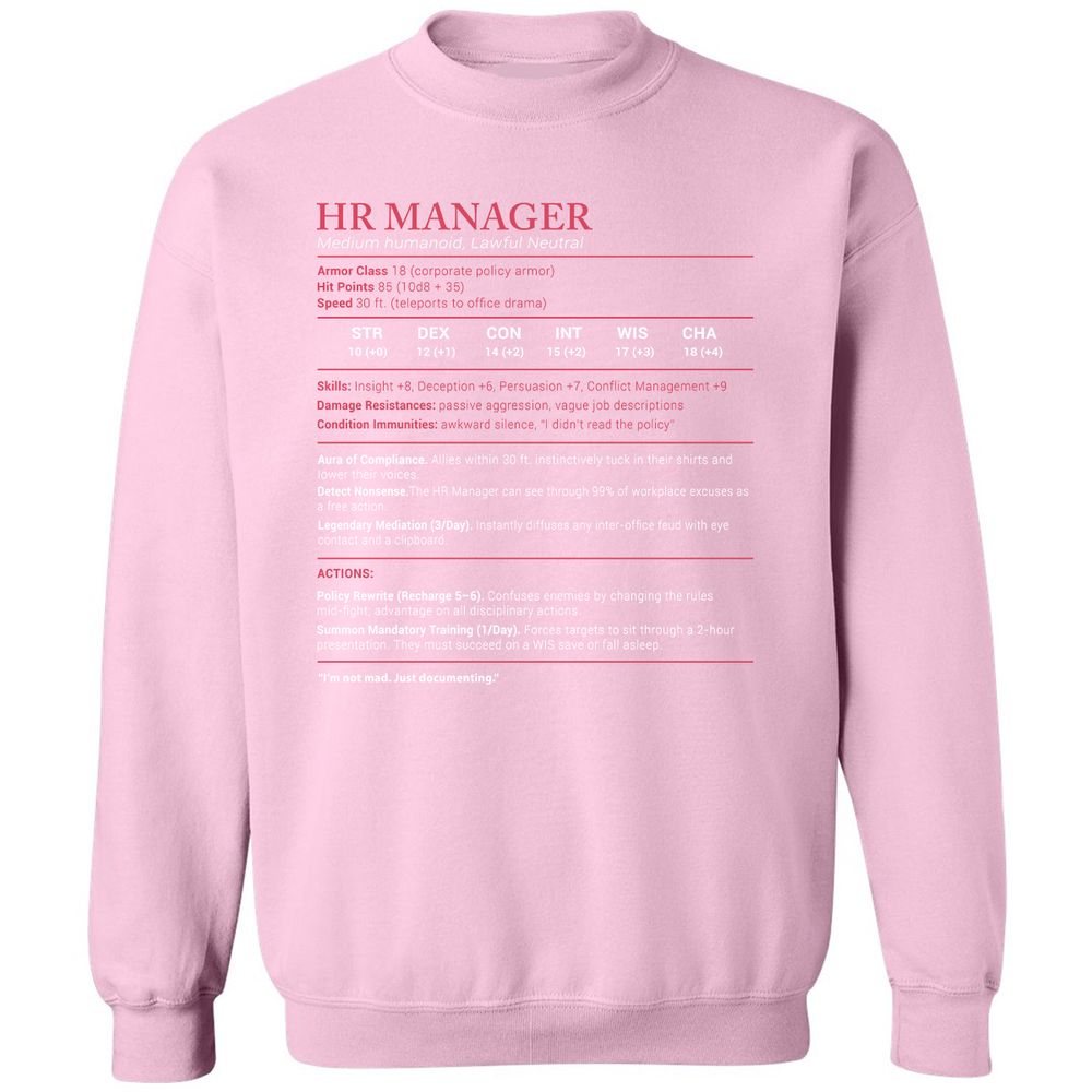 HR Manager Stats Classic Unisex Sweatshirt - Light Pink - 3