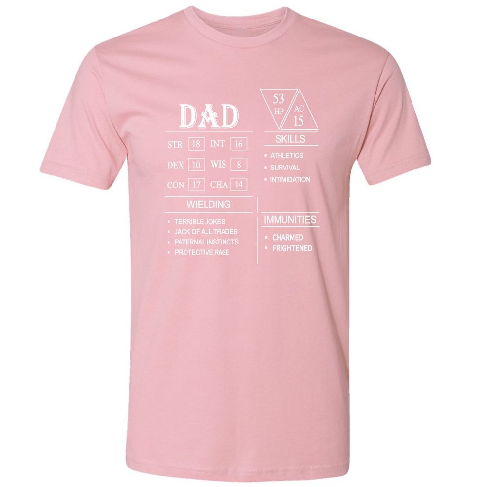 Dad Stat Block Premium Unisex T-Shirt - Light Pink - 3