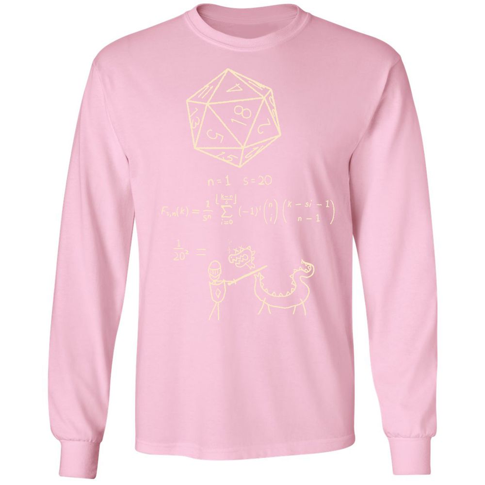Science Of20 Sided Dice Long Sleeve T-Shirt - Light Pink - 3