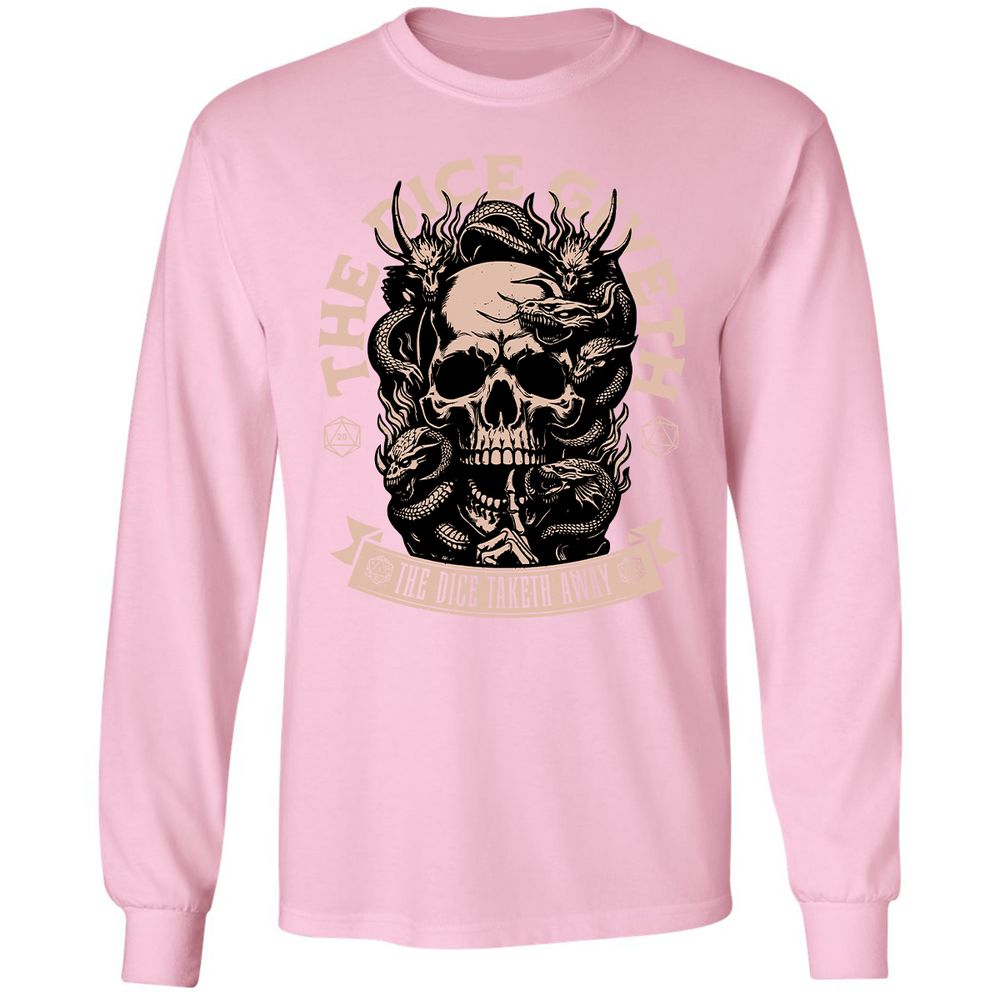 The Dice Giveth The Dice Taketh Away Long Sleeve T-Shirt - Light Pink - 3
