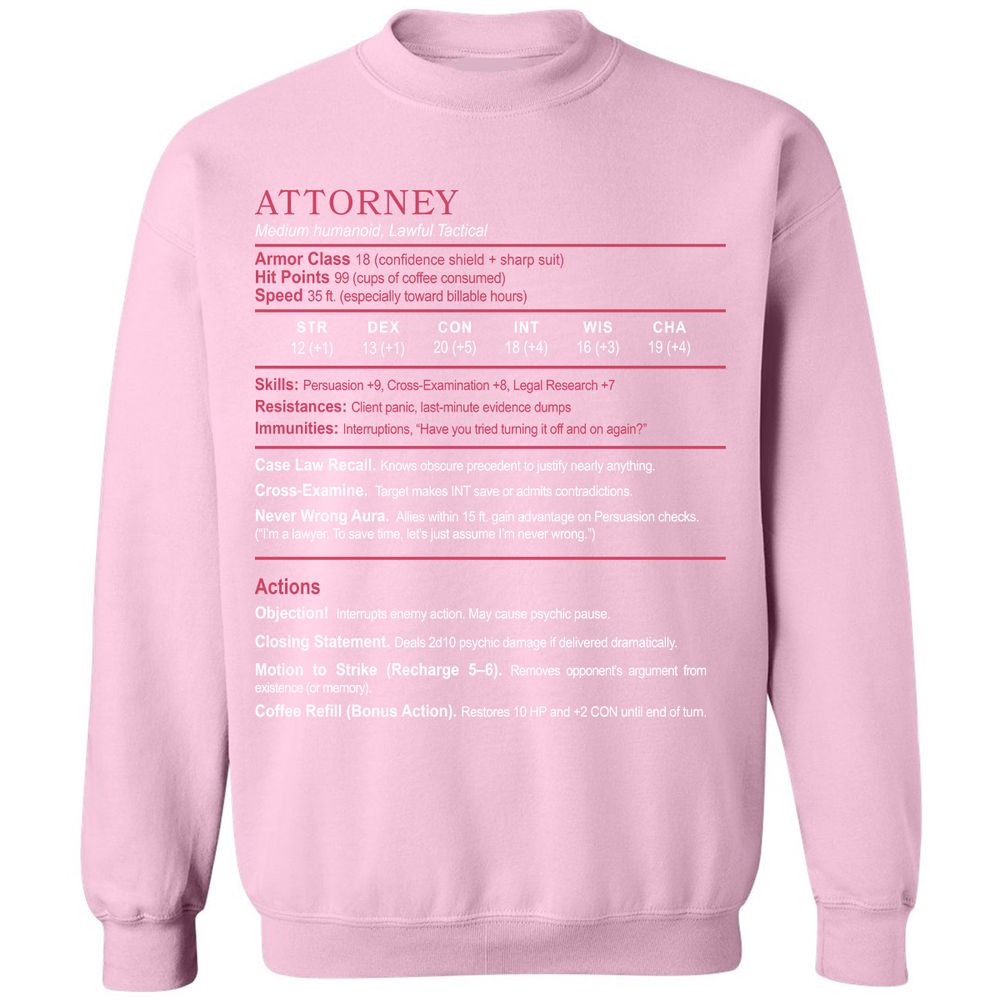 Attorney Classic Unisex Sweatshirt - Light Pink - 3