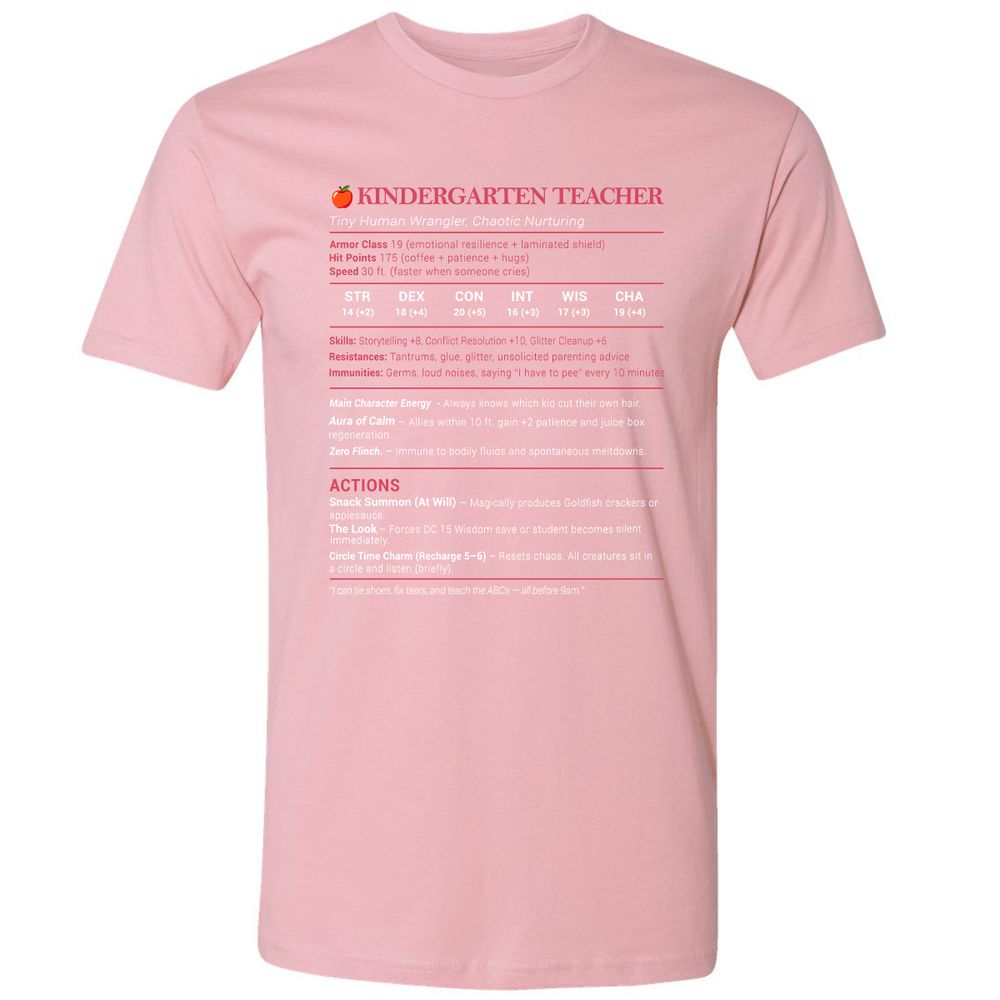 Kindergarten Teacher Stats Premium Unisex T-Shirt - Light Pink - 3