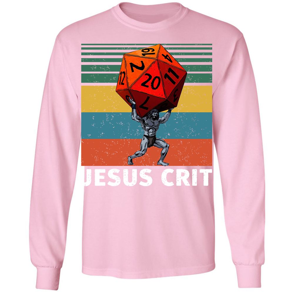 Jesus Crit Long Sleeve T-Shirt - Light Pink - 3