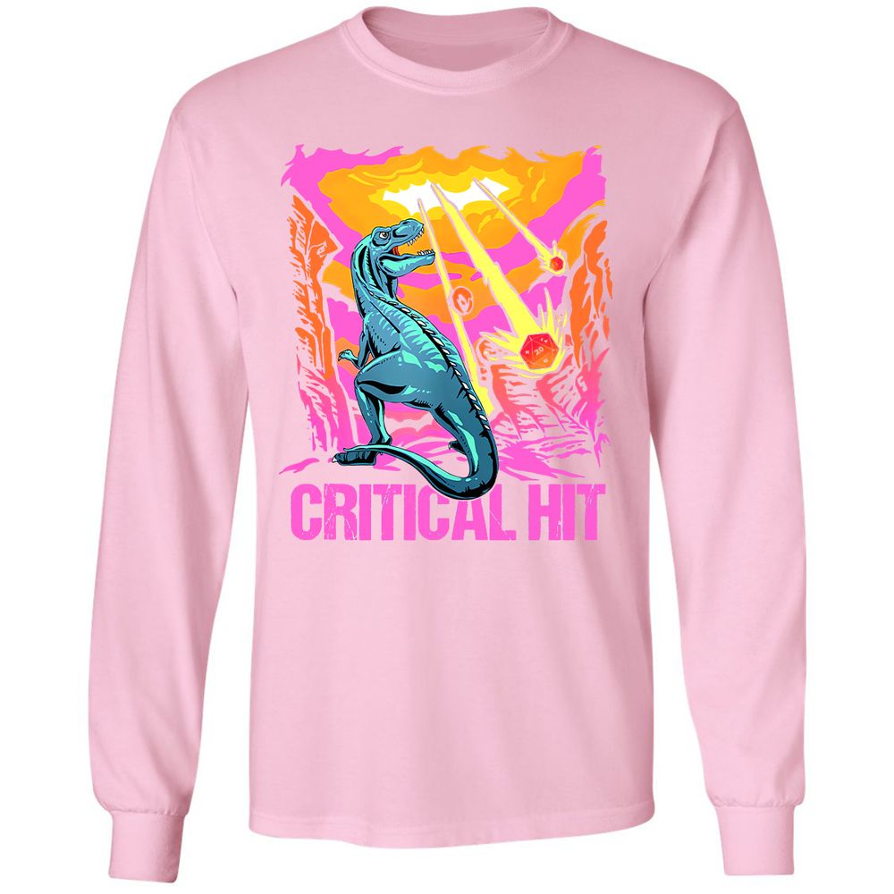 Dinosaur Critical Hit Long Sleeve T-Shirt - Light Pink - 3