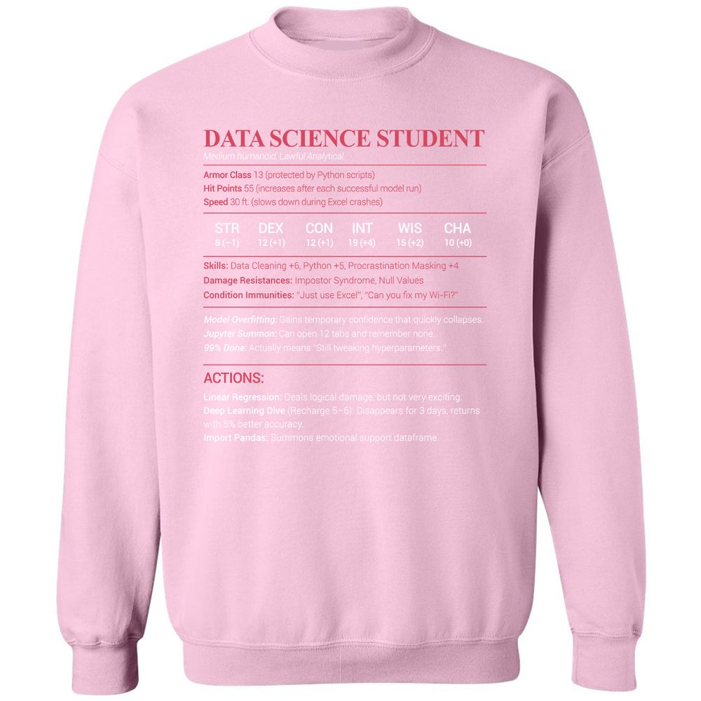Data Science Student Classic Unisex Sweatshirt - Light Pink - 3