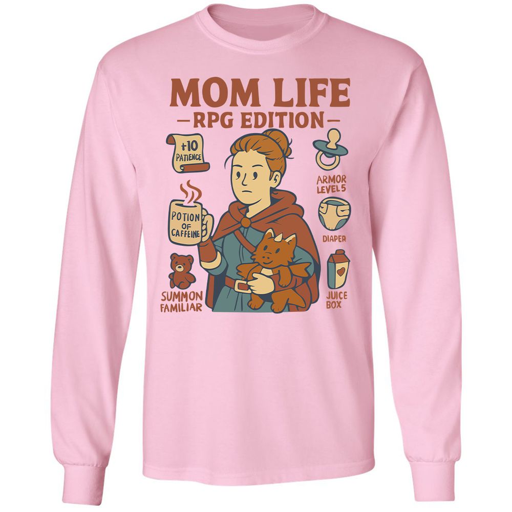 Mom Life RPG Edition Long Sleeve T-Shirt - Light Pink - 3
