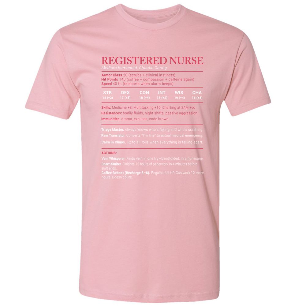 Registered Nurse Stats Premium Unisex T-Shirt - Light Pink - 3