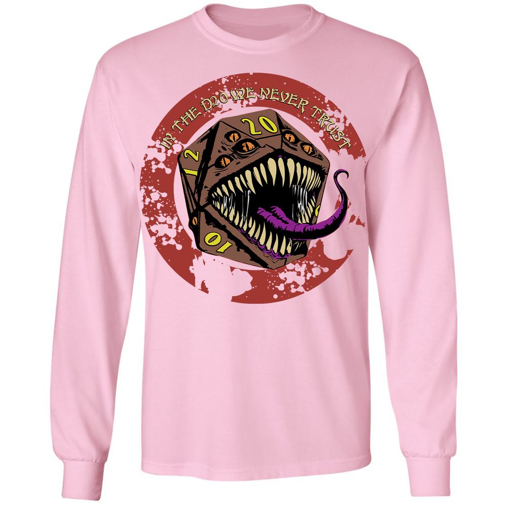 In The D20 We Never Trust Long Sleeve T-Shirt - Light Pink - 3