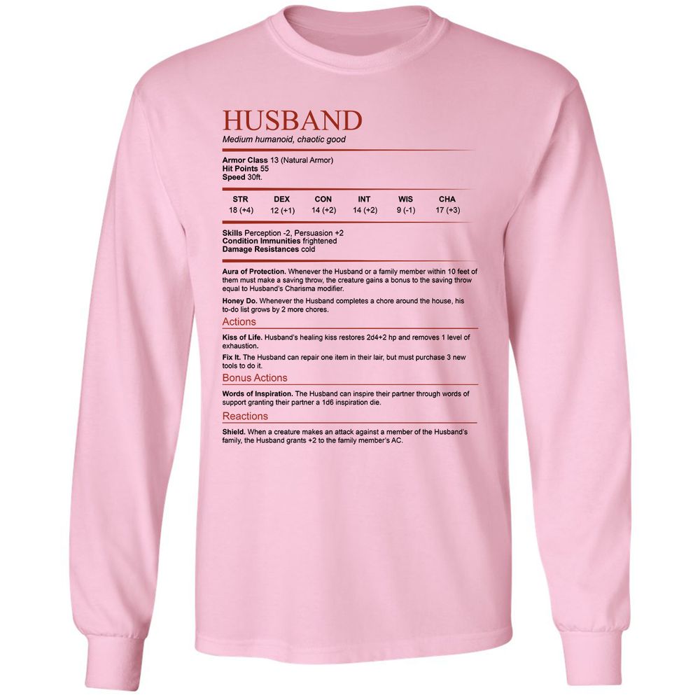 Husband White Long Sleeve T-Shirt - Light Pink - 3