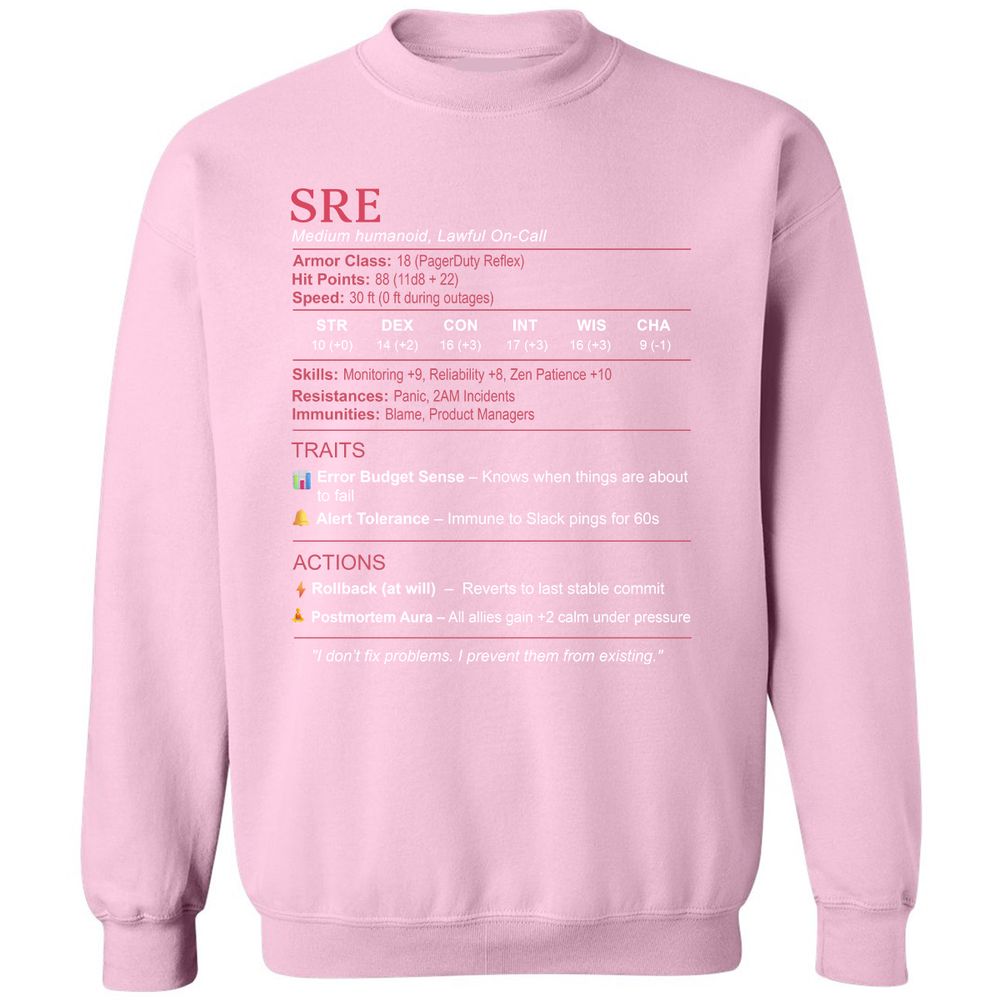 SRE Stats Classic Unisex Sweatshirt - Light Pink - 3