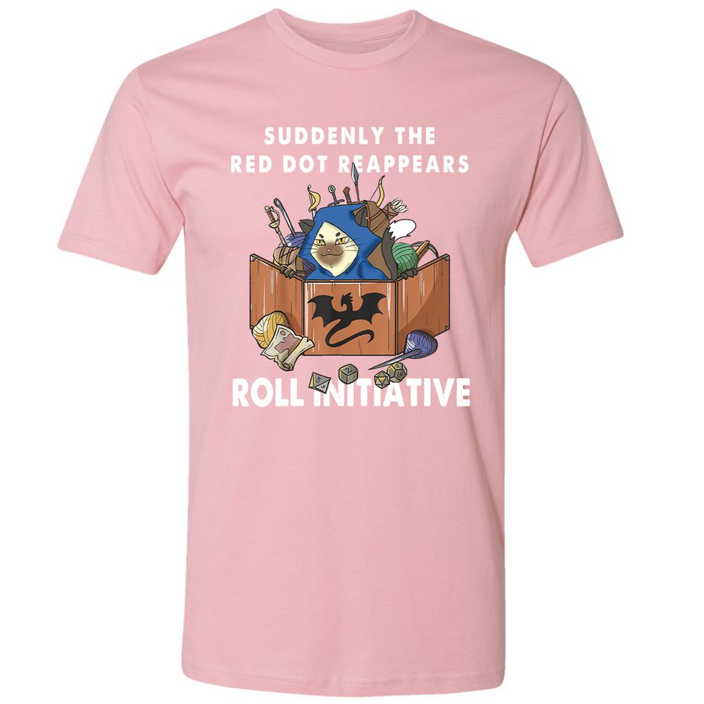 Suddenly The Red Dot Reappears Roll Initiative Premium Unisex T-Shirt - Light Pink - 3