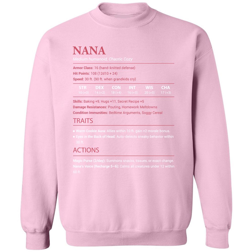 Nana Stats Classic Unisex Sweatshirt - Light Pink - 3
