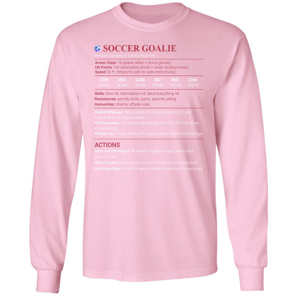 Soccer Goalie Long Sleeve T-Shirt - Light Pink - 3