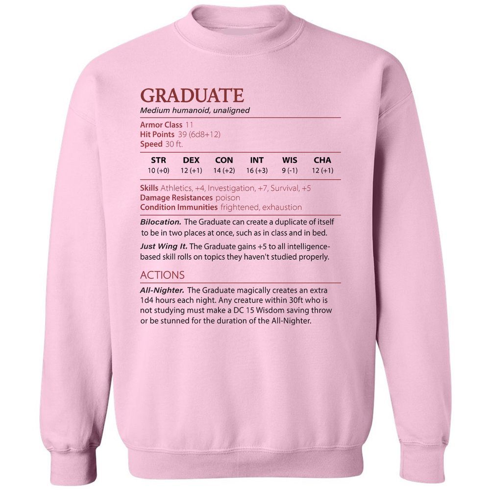 Graduate Stats Classic Unisex Sweatshirt - Light Pink - 3