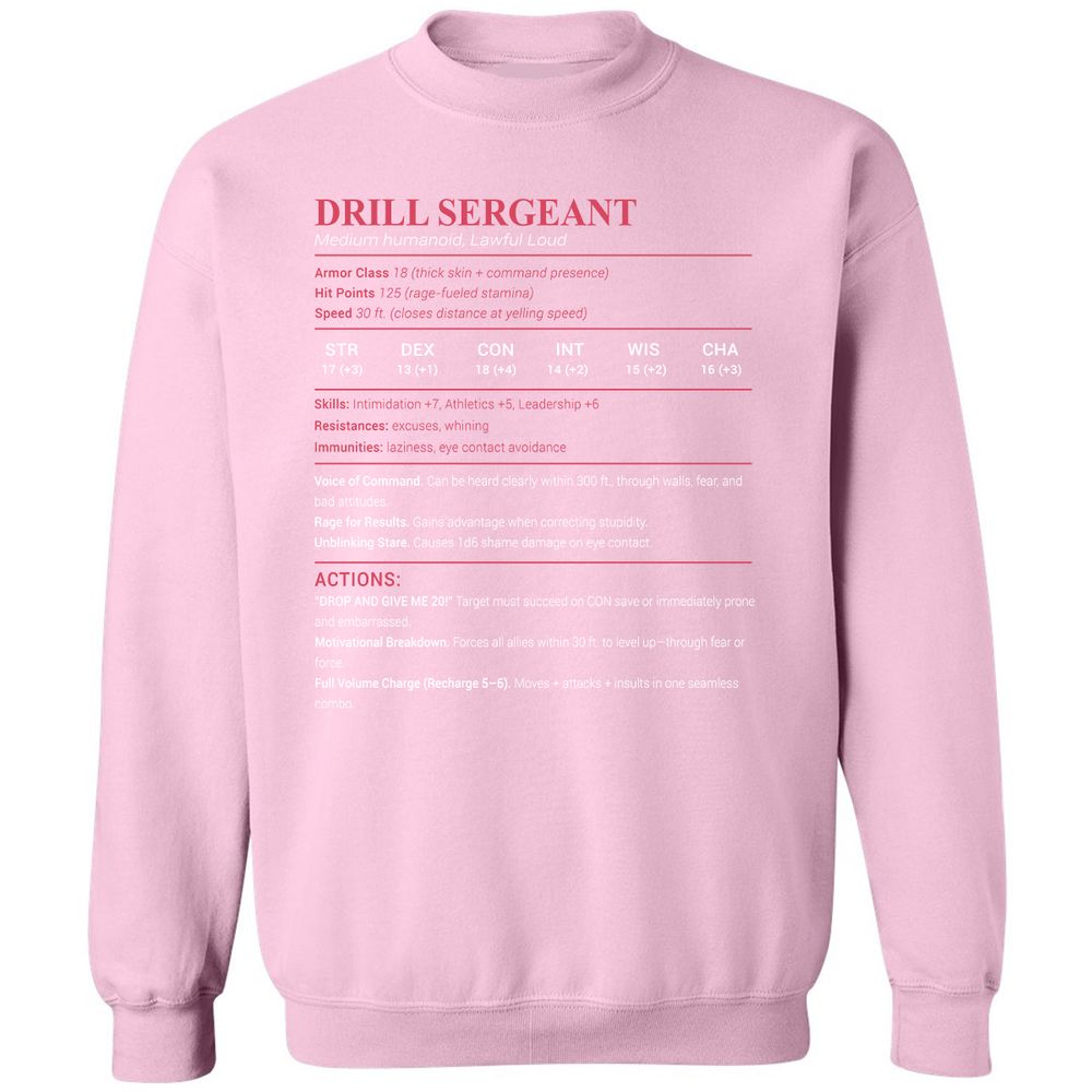 DRILL SERGEANT Classic Unisex Sweatshirt - Light Pink - 3