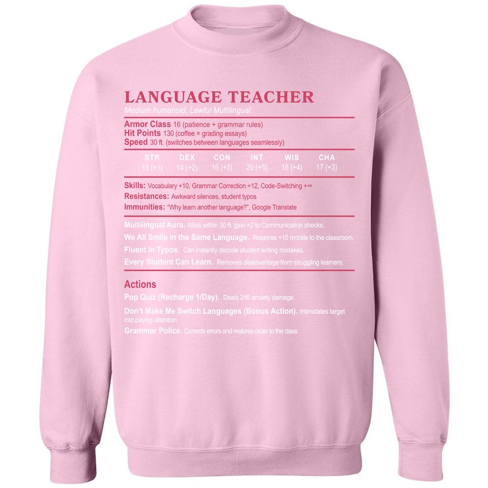 Language Teacher Classic Unisex Sweatshirt - Light Pink - 3