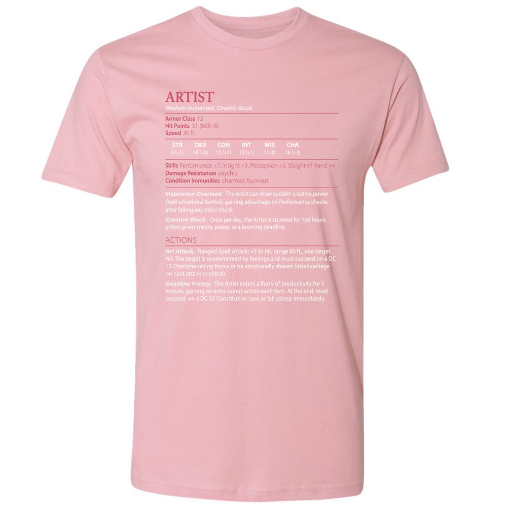 Artist Stats Premium Unisex T-Shirt - Light Pink - 3