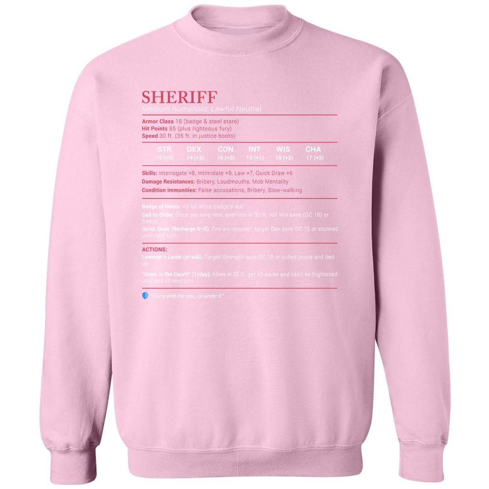 Sheriff Stats Classic Unisex Sweatshirt - Light Pink - 3