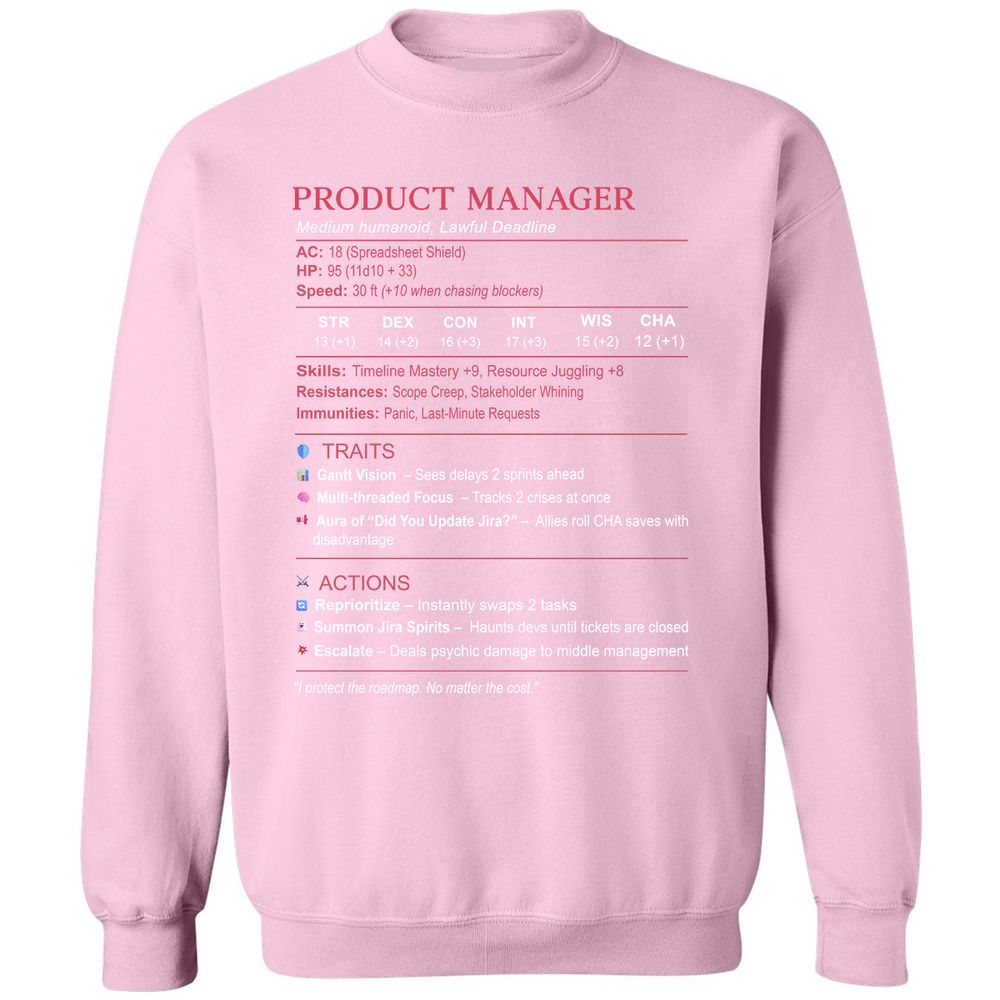 Product Manager Stats (PM) Classic Unisex Sweatshirt - Light Pink - 3