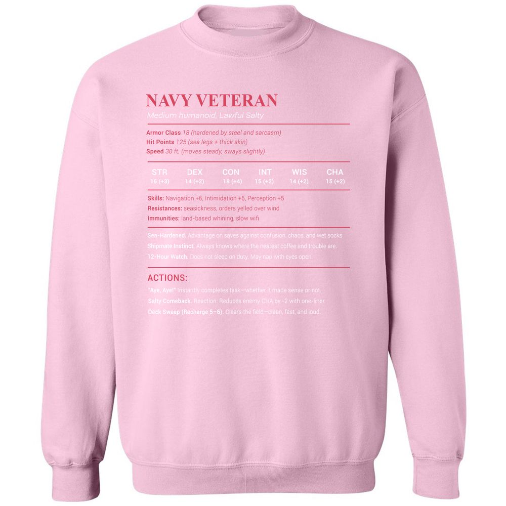 Navy Veteran Classic Unisex Sweatshirt - Light Pink - 3