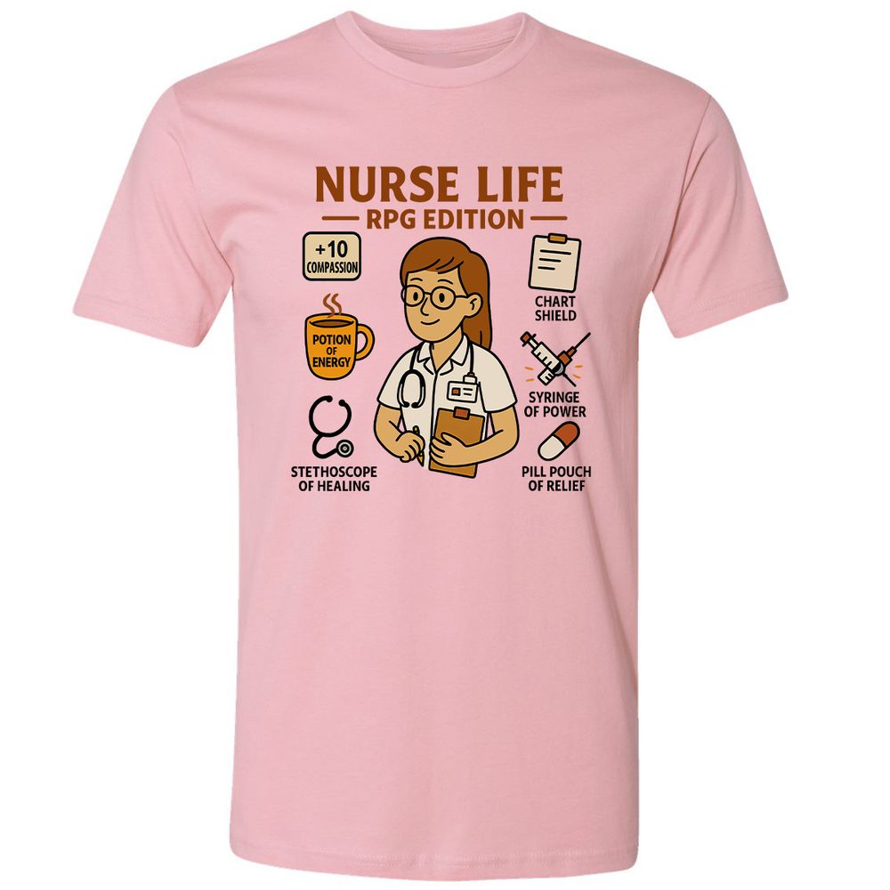 Nurse Life RPG Edition Premium Unisex T-Shirt - Light Pink - 3