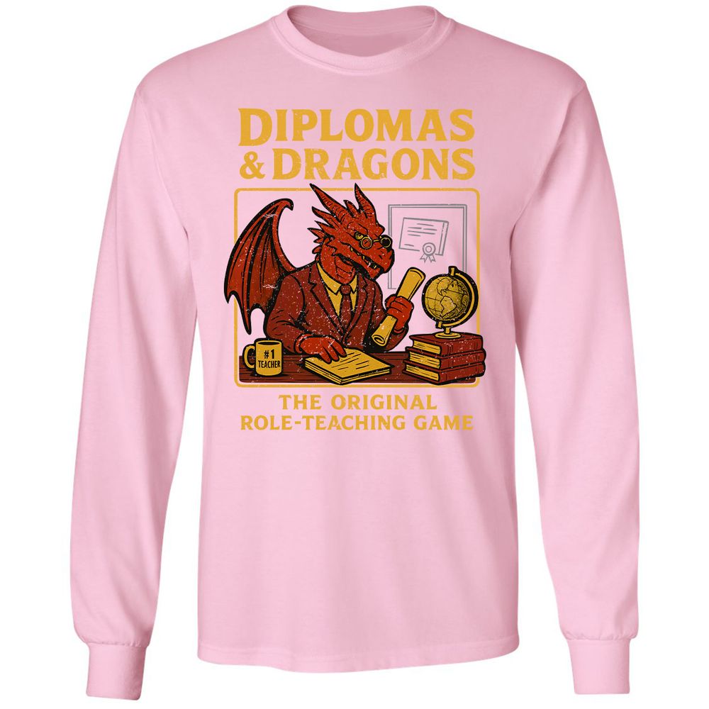 Diplomas & Dragons Long Sleeve T-Shirt - Light Pink - 3