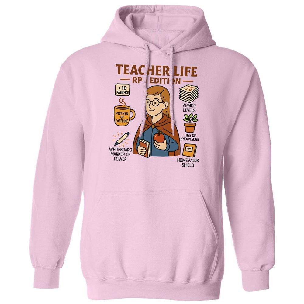 Teacher Life RPG Edition Classic Unisex Hoodie - Light Pink - 3