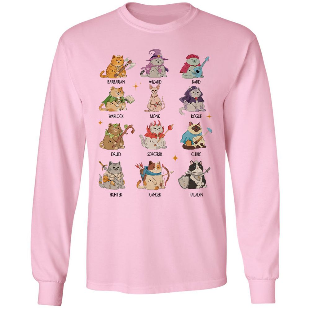 Dungeons And Cats Long Sleeve T-Shirt - Light Pink - 3