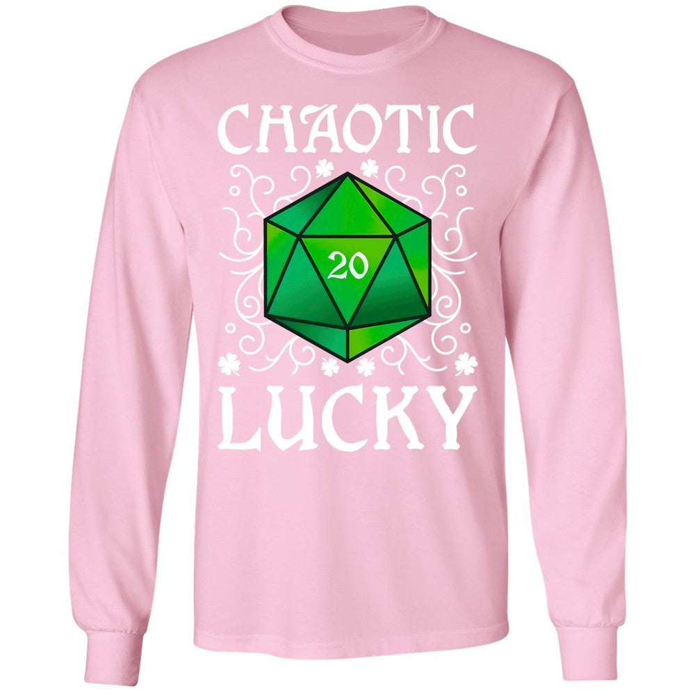 Chaotic Lucky D20 Dice Long Sleeve T-Shirt - Light Pink - 3