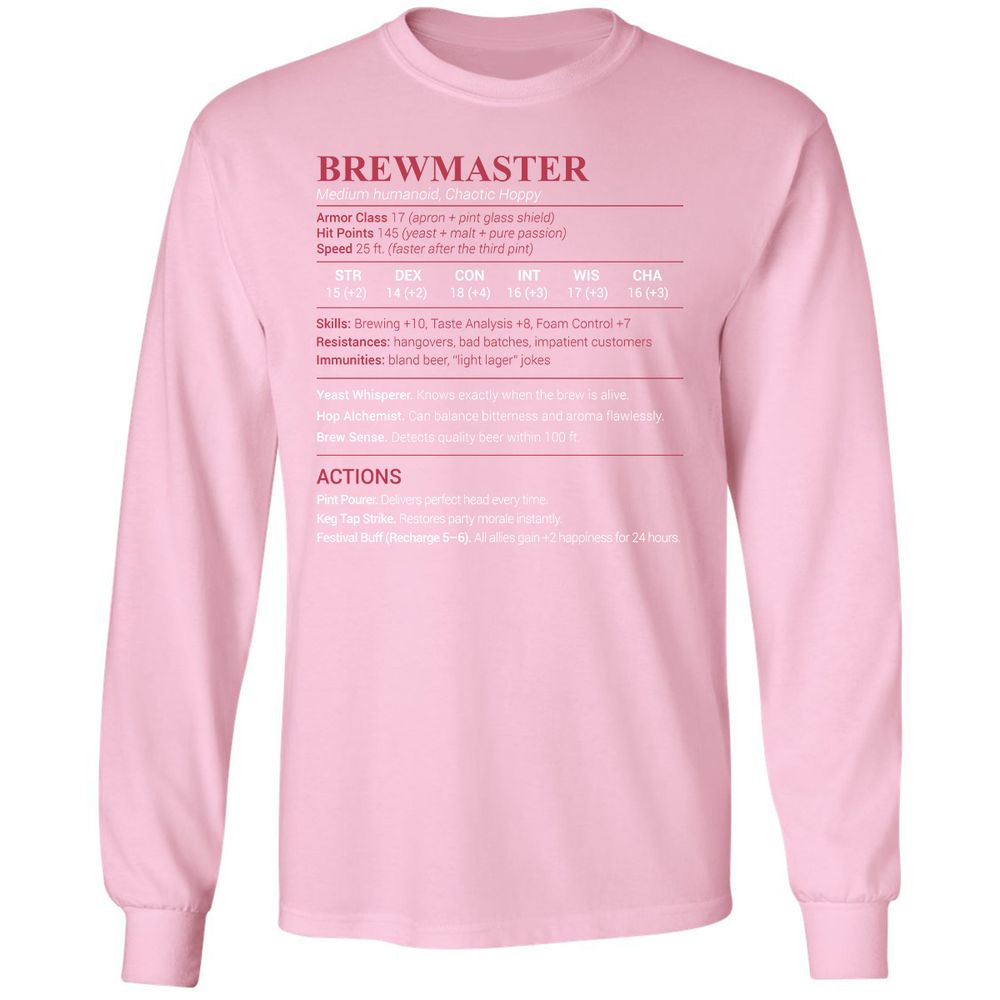 Brewmaster Long Sleeve T-Shirt - Light Pink - 3