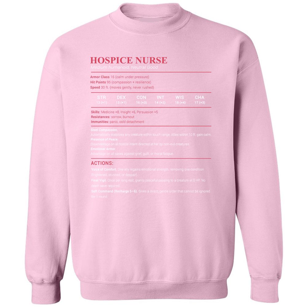 Hospice Nurse Stats Classic Unisex Sweatshirt - Light Pink - 3