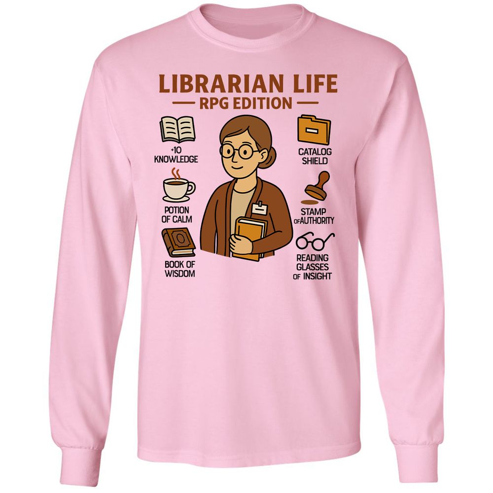 Librarian Life RPG Edition Long Sleeve T-Shirt - Light Pink - 3