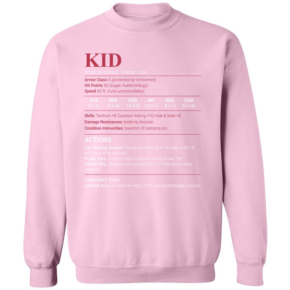 Kid Stats Classic Unisex Sweatshirt - Light Pink - 3