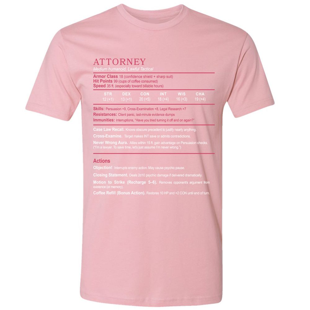 Attorney Premium Unisex T-Shirt - Light Pink - 3