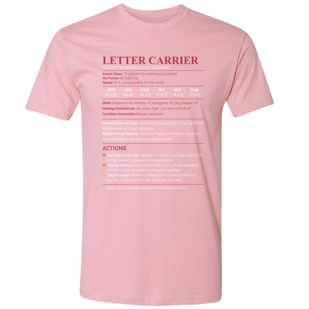 Letter Carrier Premium Unisex T-Shirt - Light Pink - 3