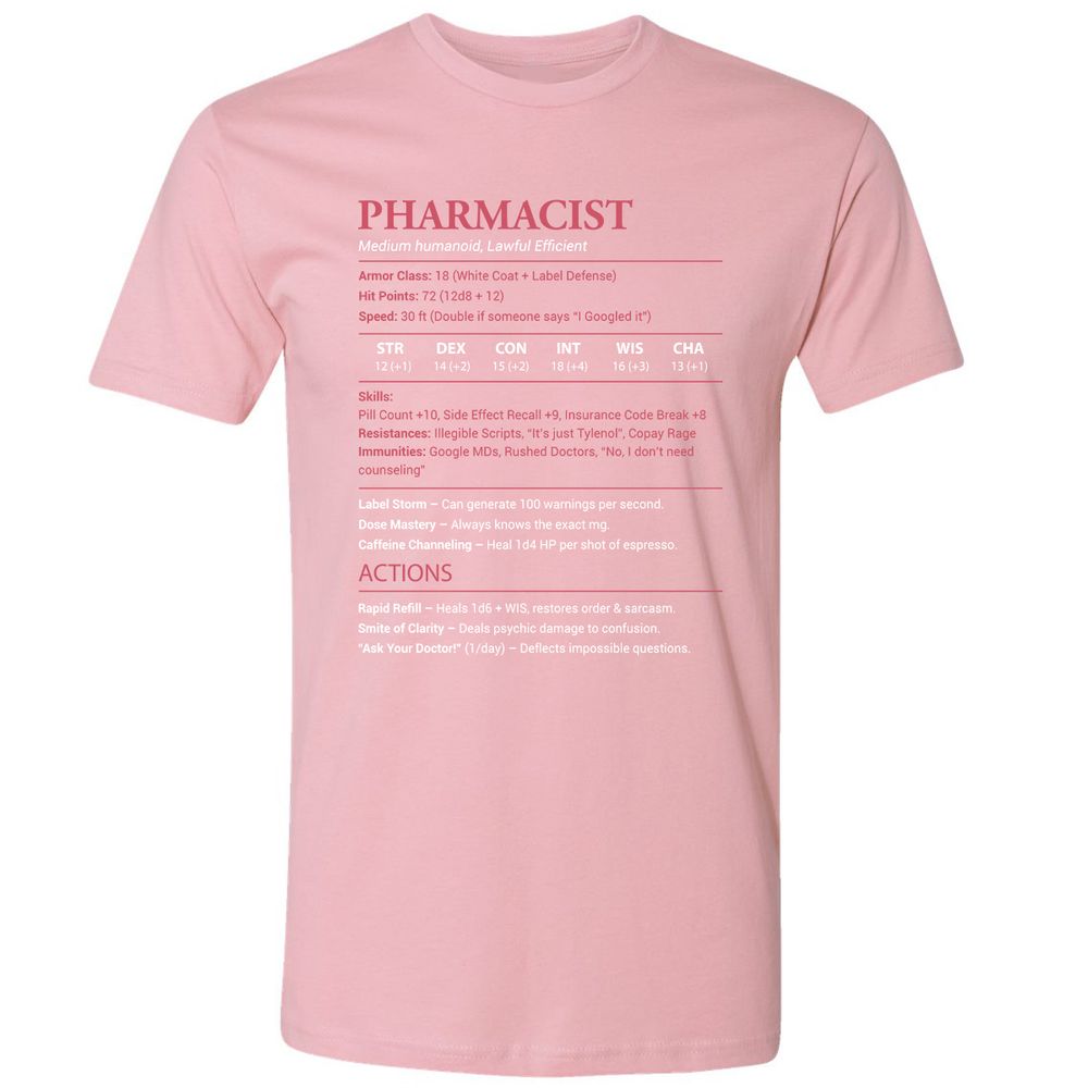 Pharmacist Stats Premium Unisex T-Shirt - Light Pink - 3