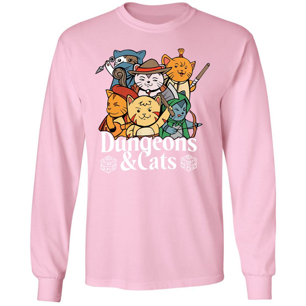 Dungeons & Cats Long Sleeve T-Shirt - Light Pink - 3